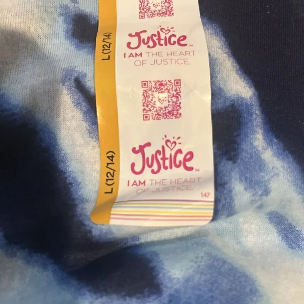 Justice Girls Blue & Lime Green Tie Dye Short Sleeve T-Shirt Tee Shirt L (12/14)